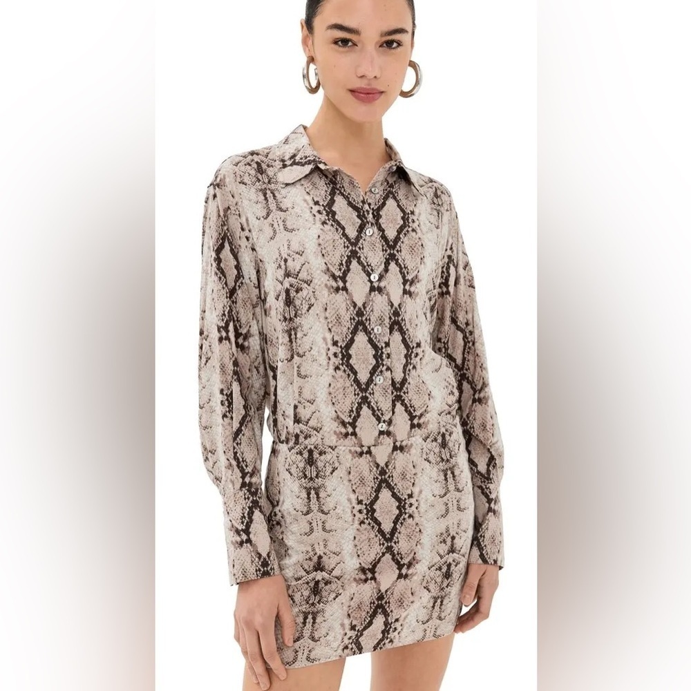 Pistola Knox snakeskin tan black print shirt dress 37950